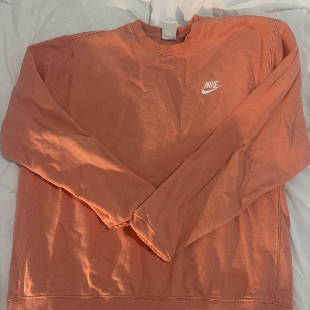 Nike Coral Crewneck Sweatshirt with White Swoosh
